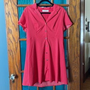 SM WARDROBE Vintage-Inspired Red Polka Dot Dress Size Large